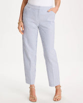 Striped Seersucker Straight Ankle Pants Blue - Chico's