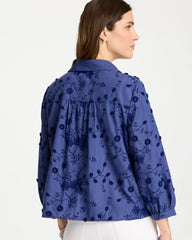 3D Floral Embroidered Top Indigo - Chico's