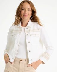 Embroidered Cropped Denim Trucker Jacket Alabaster - Chico's