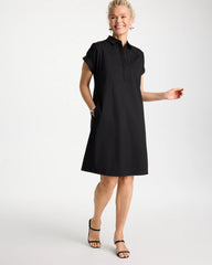 Popover Embroidered Poplin Dress Black - Chico's