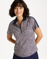 Zenergy® UPF Contrast Dot Half Zip Polo Passport Blue - Chico's