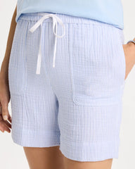 Striped Crinkle Gauze Cotton Shorts Natural - Chico's