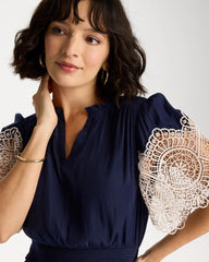Sea Island Crinkled Midi Dress Passport Blue - Chico's