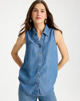 Tencel Denim Sleeveless Shirt Burano Indigo - Chico's