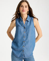 Tencel Denim Sleeveless Shirt Burano Indigo - Chico's