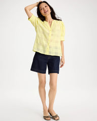 Cotton Plaid Elbow-Sleeve Shirt Sage Lime - Chico's