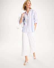 No Iron™ Linen Striped Shirt Amparo Blue - Chico's