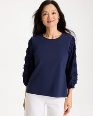 Star Cutout 3/4 Sleeved Tee Passport Blue - Chico's