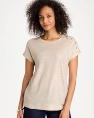 Foiled Linen Button Tunic Smokey Taupe - Chico's