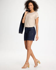 Foiled Linen Button Tunic Smokey Taupe - Chico's