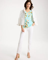 Pima Printed Elbow-Sleeve Tee Bondi Blue - Chico's