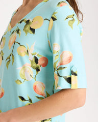 Pima Printed Elbow-Sleeve Tee Bondi Blue - Chico's