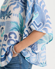 Island Printed Poncho Passport Blue - Chico's