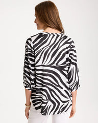 Satin Animal Print Tie-Front Top Black - Chico's