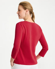 Cotton Stretch 3/4 Sleeve Tee Cherry Lush - Chico's
