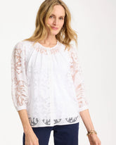Lace Burnout Blouse Alabaster - Chico's