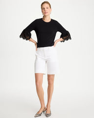 Cotton Lace Flutter Sleeve Tee Black - Chico's