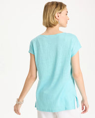Linen Dolman Tee Bondi Blue - Chico's