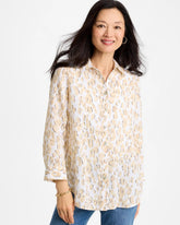 No Iron™ Linen Animal Print Shirt Mocha Mousse - Chico's