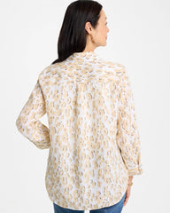 No Iron™ Linen Animal Print Shirt Mocha Mousse - Chico's