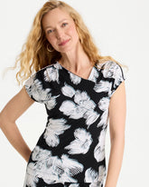 Travelers™ Knit Abstract Floral Asymmetrical Top Black - Chico's