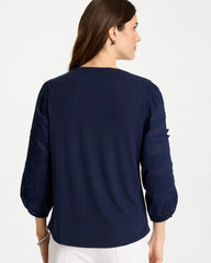Pintuck Puff Sleeve Tee Passport Blue - Chico's