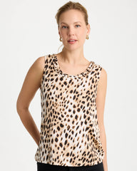 Animal Print Jersey Satin Tank Top Black - Chico's