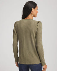 Slub Puff-Sleeve Tee Nettle Leaf - Chico's