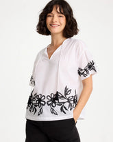 Cotton Voile Applique Blouse Alabaster - Chico's