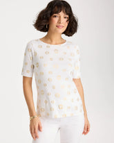 Stamped Pima Elbow Sleeve Tee Alabaster - Chico's