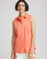 No Iron™ Sleeveless Sateen-Stretch Shirt Sunset Peach - Chico's