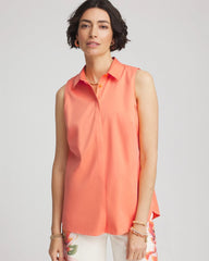 No Iron™ Sleeveless Sateen-Stretch Shirt Sunset Peach - Chico's