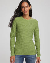 Button Shoulder Crewneck Pullover Green Fig - Chico's