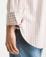 No Iron™ Stretch Neutral Gingham Shirt Smokey Taupe - Chico's