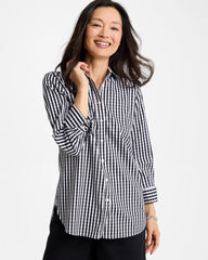 No Iron™ Stretch Gingham Shirt Black - Chico's