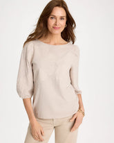 Etched Flora Balloon Top Smokey Taupe - Chico's