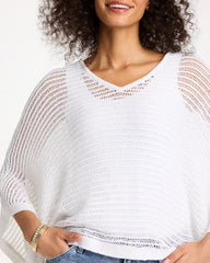 V-Neck Metallic Knit Poncho Alabaster - Chico's