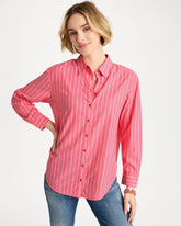 Cotton Voile Collared Striped Shirt Calypso Coral - Chico's