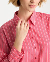 Cotton Voile Collared Striped Shirt Calypso Coral - Chico's