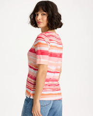 Grotto Mist Pima Elbow Sleeve Tee Calypso Coral - Chico's