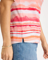 Grotto Mist Pima Elbow Sleeve Tee Calypso Coral - Chico's