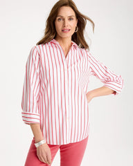 No Iron™ Stretch Striped Shirt Calypso Coral - Chico's