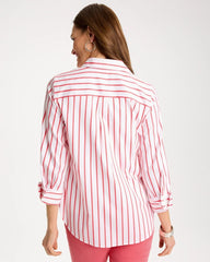No Iron™ Stretch Striped Shirt Calypso Coral - Chico's