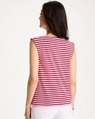 Cotton Striped Button Tee Cherry Lush - Chico's