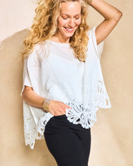 Crochet Lace Hem Poncho Alabaster - Chico's