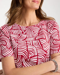 Geo Pima Elbow Sleeve Tee Cherry Lush - Chico's