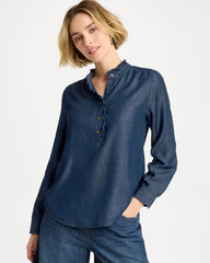 Tencel Denim Ruffled Popover Shirt Solana Indigo - Chico's