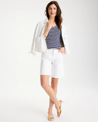 Pima Striped Elbow Sleeve Tee Passport Blue - Chico's