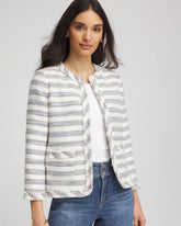 Striped Tweed Collarless Box Jacket Ecru - Chico's