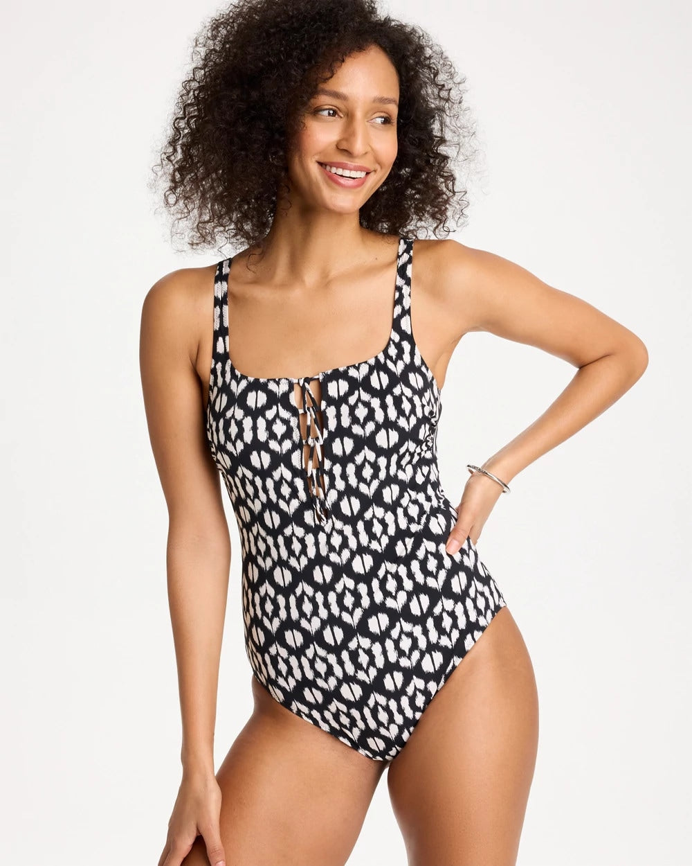 Gottex Mantra Square Neck One Piece Swimsuit Black/White - Chico's